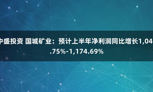 中盛投资 国城矿业：预计上半年净利润同比增长1,046.75%-1,174.69%